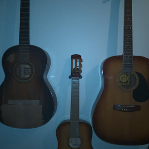 Three broken guitars.