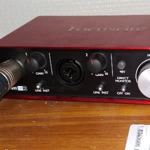 Focusrite Scarlett 2i2 2nd Gen audio interface.